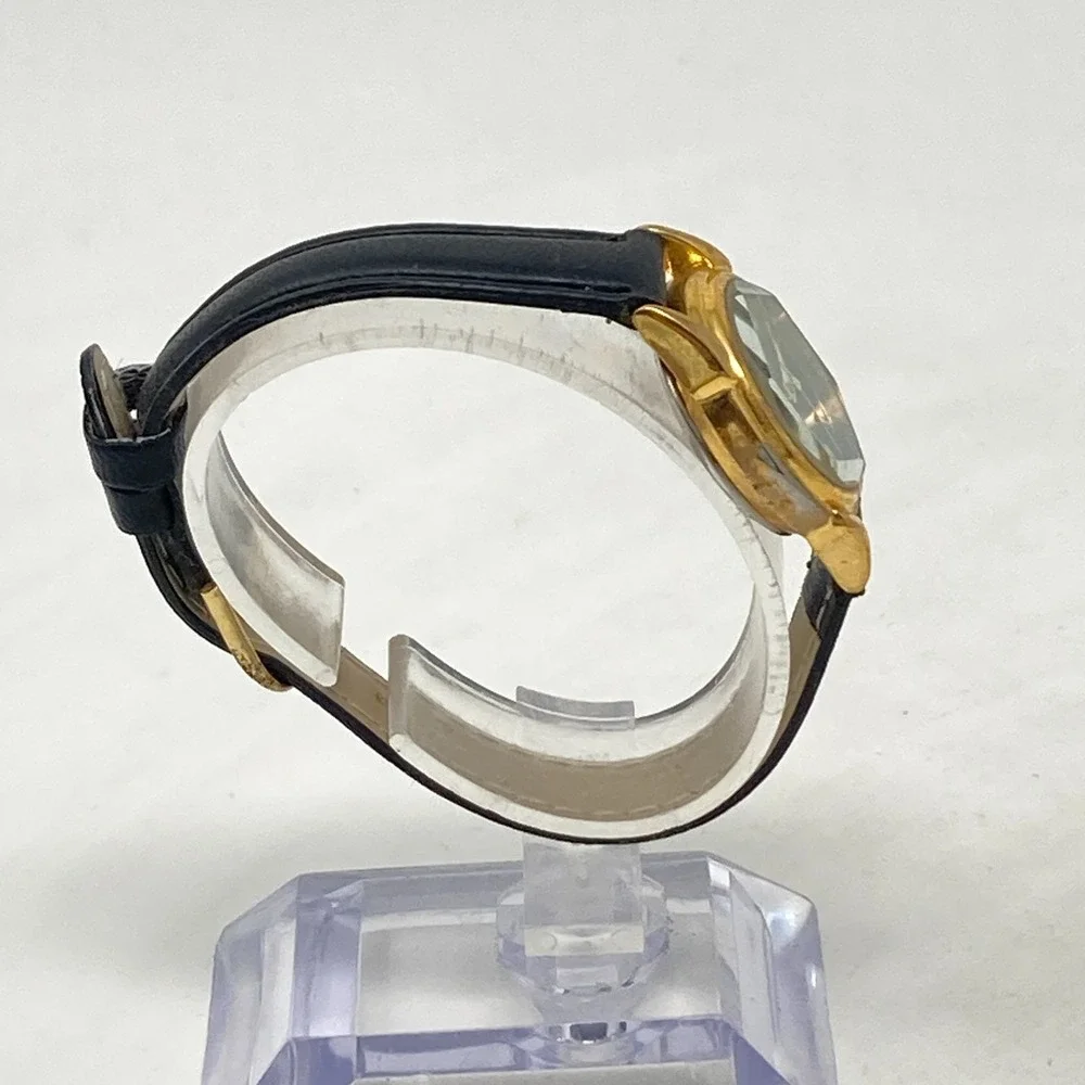 Ewatch Watch Women 25mm Gold Tone Green Dial Faceted Crystal New Battery 7.25